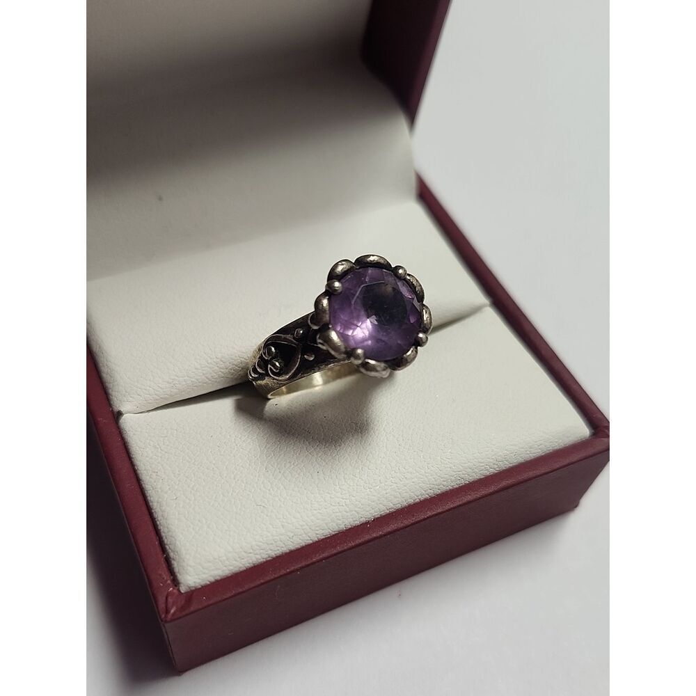 Sterling Silver Amethyst Ring - Purple Gemstone Size 7